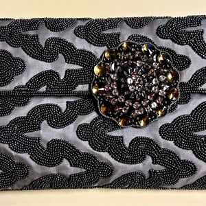 NEW WITH TAGS $185 -- ROBERTA FREYMANN BEDAZZLED SILK CLUTCH